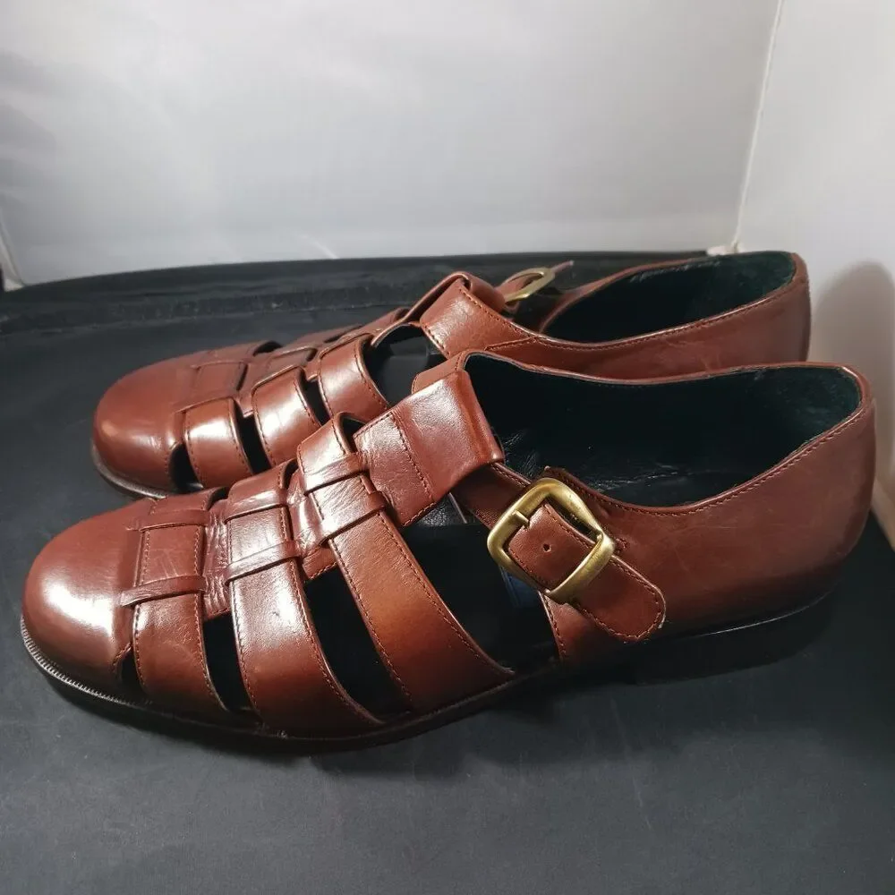 Vintage PITTI Shoes Men's Brown Leather Casual Sandal size 9.5M
